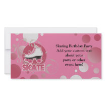 Pink Bubble Swirl Roller Skate, Skating Picture Card