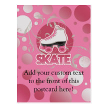 Pink Bubble Swirl Roller Skate, Skating Post Cards
