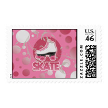 Pink Bubble Swirl Roller Skate, Skating Postage