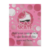Pink Bubble Swirl Roller Skate, Skating Post Cards