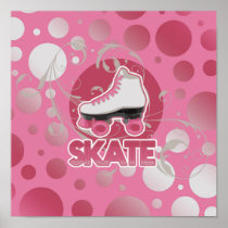 Pink Bubble Swirl Roller Skate, Skating Posters