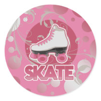 Pink Bubble Swirl Roller Skate, Skating Stickers