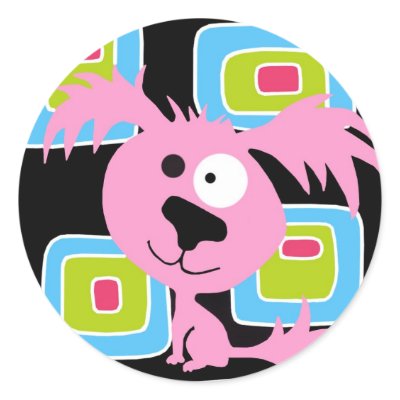 Pink Bubblegum Retro Dog Stickers by lynndarakosdesigns