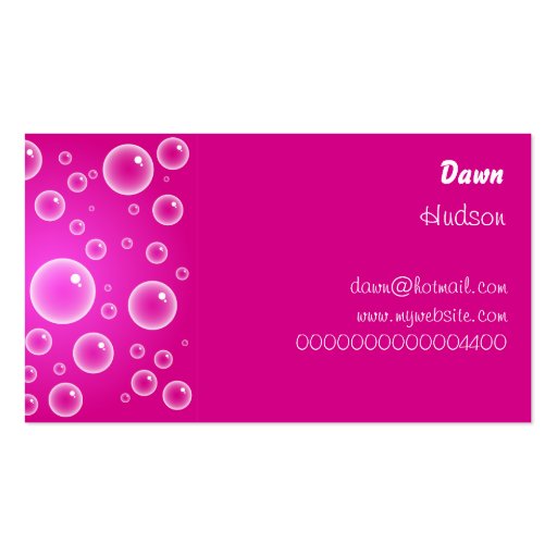 Pink Bubbles, Business Card Template (front side)