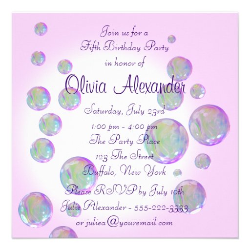 Pink Bubbles Carousel Pony Girls Birthday Party Custom Invitations