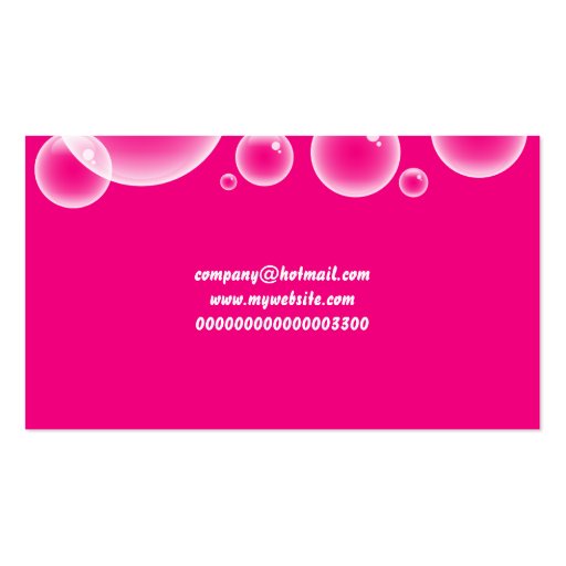 Pink Bubbles, Company Name Business Cards (back side)