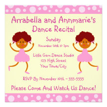 Pink Bubbles Dance Recital Invitation