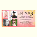 Pink Bubbles Multi-Photo Graduation Announcement photo cards