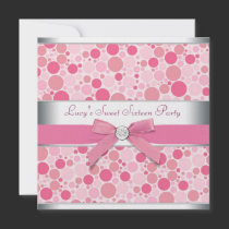 Pink Bubbles Pink Sweet 16 Birthday Party Invite