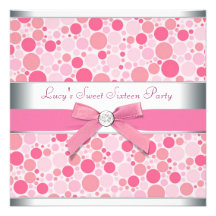 Pink Bubbles Pink Sweet 16 Birthday Party Invite