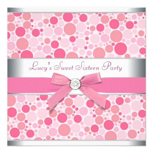 Pink Bubbles Pink Sweet 16 Birthday Party Invite