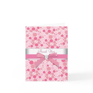 Pink Bubbles Pink Thank You Cards card