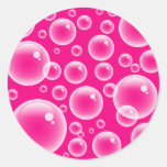 Pink Bubbles Round Stickers