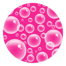 Pink Bubbles Round Stickers