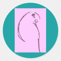 Pink Budgie Drawing Sticker