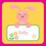 Pink Bunny and Flower Label Sticker Pink Bunny and Flower Label Sticker