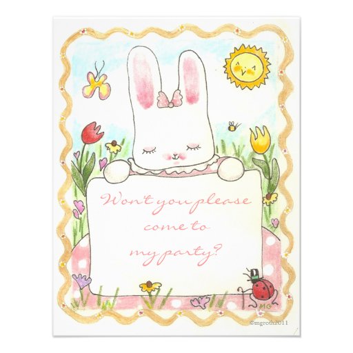 pink bunny birthday invite