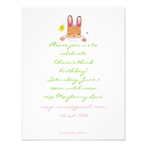 pink bunny birthday invite