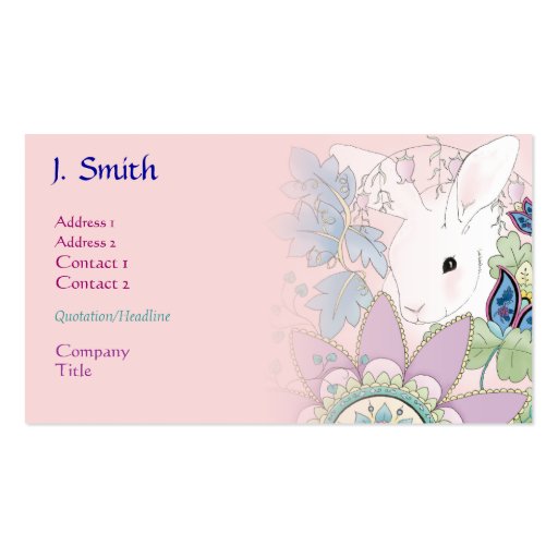 Pink Bunny Business/Profile Cards Business Cards (front side)