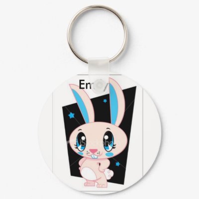 pink bunny emily keychain by spazzytay0203