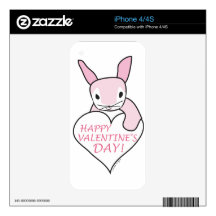 Pink Bunny Happy Valentine's Day Skin For The iPhone 4