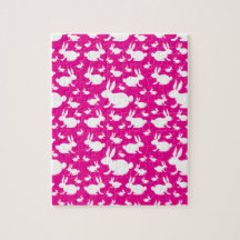 Pink Bunny Pattern Jigsaw Puzzle