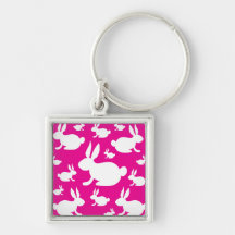 Pink Bunny Pattern Keychains