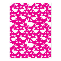 Pink Bunny Pattern Postcard