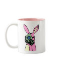 Pink Bunny Rabbit Gas Mask mugs