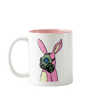 Pink Bunny Rabbit Gas Mask mugs