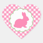 Pink Bunny Silhouette Heart Sticker