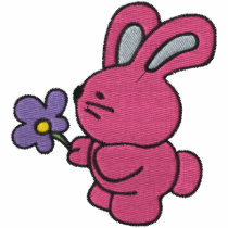 Pink Bunny with Purple Flower embroidered shirts