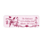 Pink & Burgundy Damask Musical Vintage Hummingbird Return Address Labels