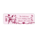 Pink &amp; Burgundy Damask Musical Vintage Hummingbird Return Address Labels