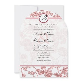 Pink & Burgundy Roses Wedding Invitation invitation