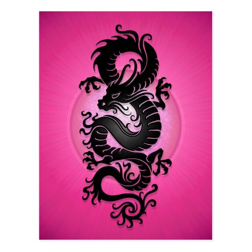 Pink Burst Chinese Dragon Postcard Zazzle