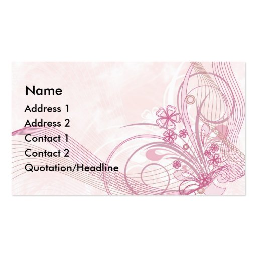 pink business card (front side)