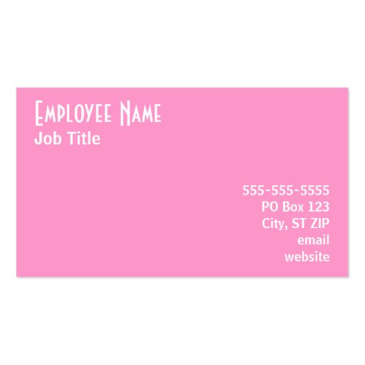 Pink Business Card (back side)
