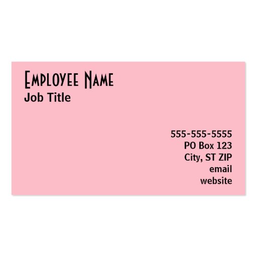 Pink Business Card (back side)