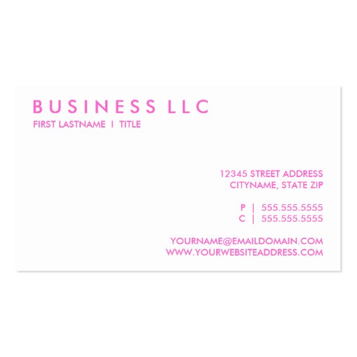 pink. business card templates (back side)