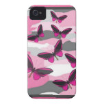 PINK BUTTERFLIES AND CAMO PRINT iPhone 4 Case-Mate CASES