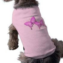 Pink Butterflies Design Dog Shirt