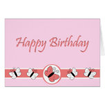 Pink Butterflies Happy Birthday Greeting Card