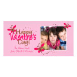 PINK Butterflies Valentine's Day Customized Photo Card