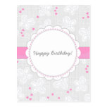 pink butterflies with hearts postcards