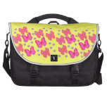 Pink butterflies yellow background Laptop Bag commuterbag