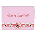 Pink Butterflies You're Invited Greeting Card