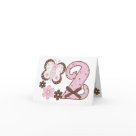 postcard - Invite everyone to your childs 2nd  birthday with this cute butterfly and flowers in pink and brown. This birthday party invitation card has matching shirts & gifts.