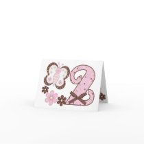 Pink Butterfly 2nd Birthday Invitations cards