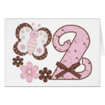 Pink Butterfly 2nd Birthday Invitations Greeting Cards